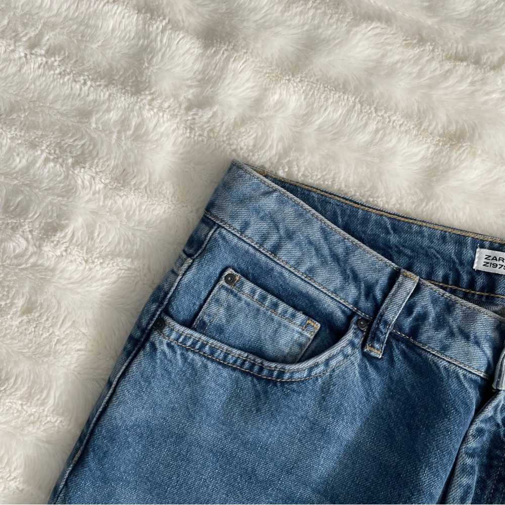 Zara Basic Z1975 Denim Sequin Patch Work Jeans Si… - image 3